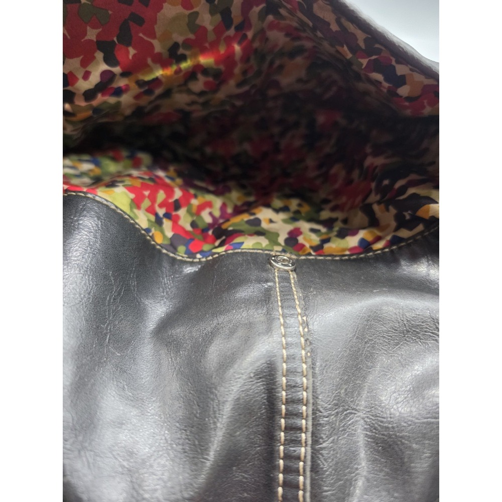Nine West Black Shoulder Bag Tote Purse Silver Hardware Contrast Stitching Y2k - Picture 7 of 13